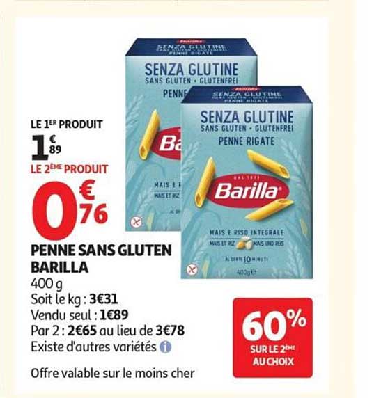 PENNE SANS GLUTEN BARILLA 400 g