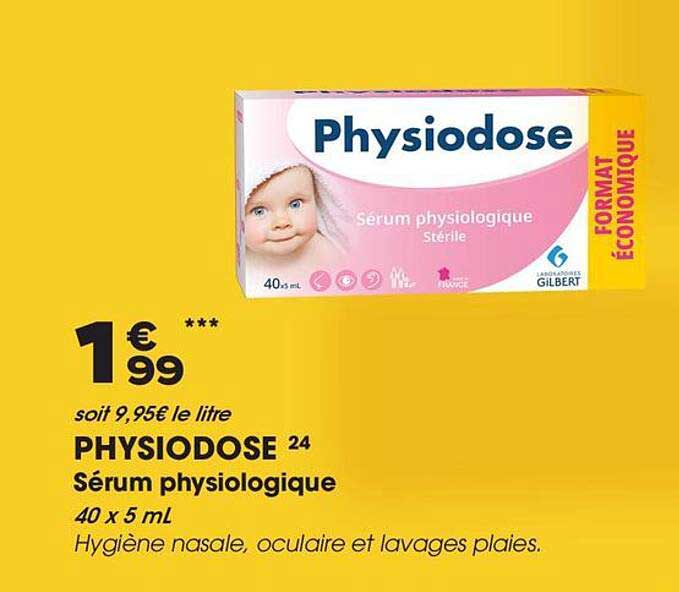 PHYSIODOSE 24 Sérum physiologique 40 x 5 mL Hygiène nasale, oculaire et lavages plaies.