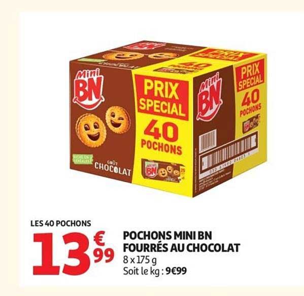POCHONS MINI BN FOURRÉS AU CHOCOLAT