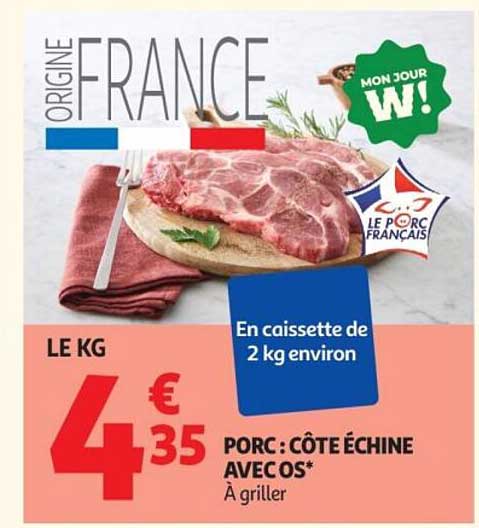 PORC : CÔTE ÉCHINE AVEC OS* À griller