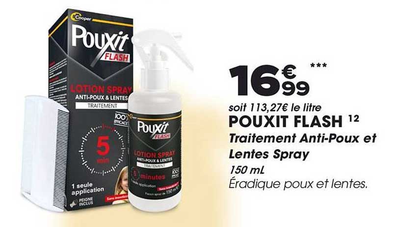 POUXIT FLASH 12 Traitement Anti-Poux et Lentes Spray 150 ml
