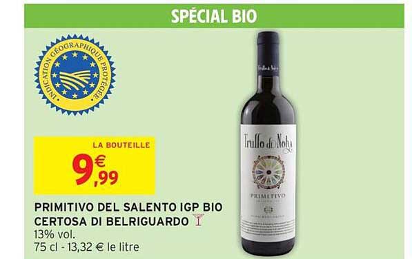 PRIMITIVO DEL SALENTO IGP BIO CERTOSA DI BELRIGUARDO