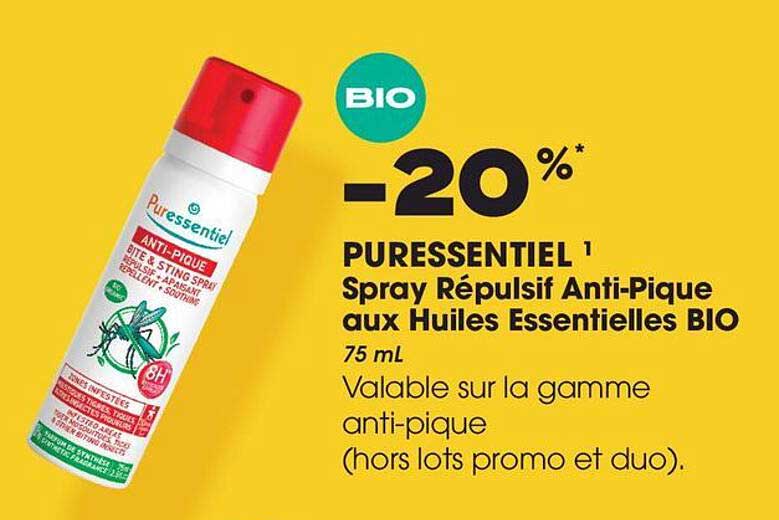 PURESSENTIEL Spray Répulsif Anti-Pique aux Huiles Essentielles BIO