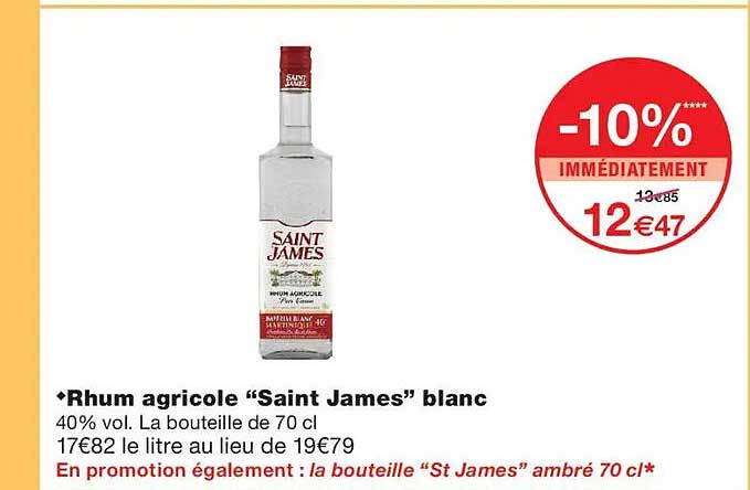 Rhum agricole “Saint James” blanc