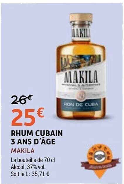 RHUM CUBAIN 3 ANS D’ÂGE MAKILA