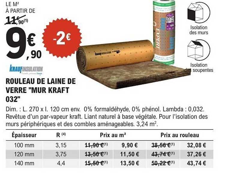 ROULEAU DE LAINE DE VERRE "MUR KRAFT 032"