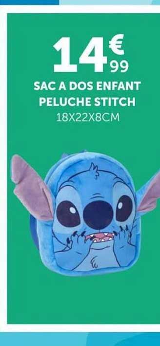 SAC A DOS ENFANT PELUCHE STITCH 18X22X8CM