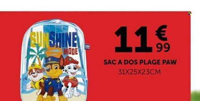 SAC A DOS PLAGE PAW 31X25X23CM