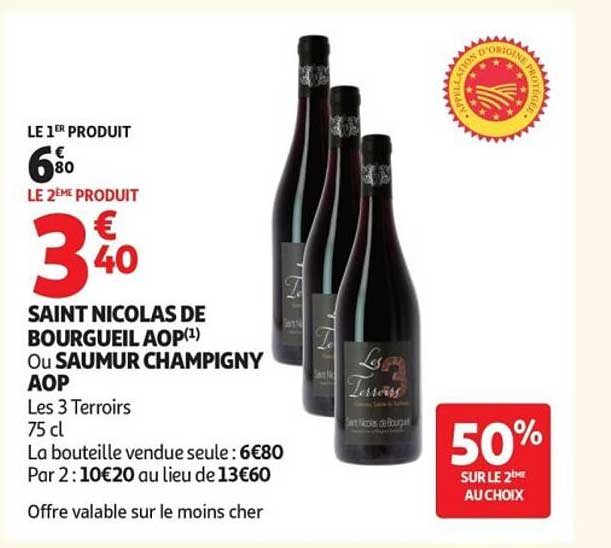 SAINT NICOLAS DE BOURGUEIL AOP(1) Ou SAUMUR CHAMPIGNY AOP