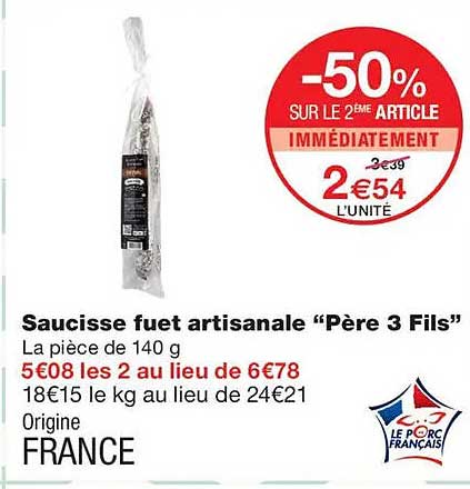 Saucisse fuet artisanale “Père 3 Fils”