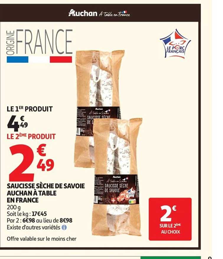 SAUCISSE SÈCHE DE SAVOIE AUCHAN À TABLE EN FRANCE