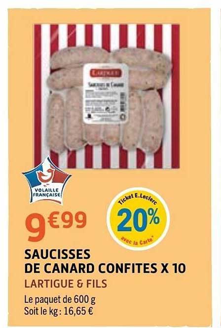 SAUCISSES DE CANARD CONFITES X 10