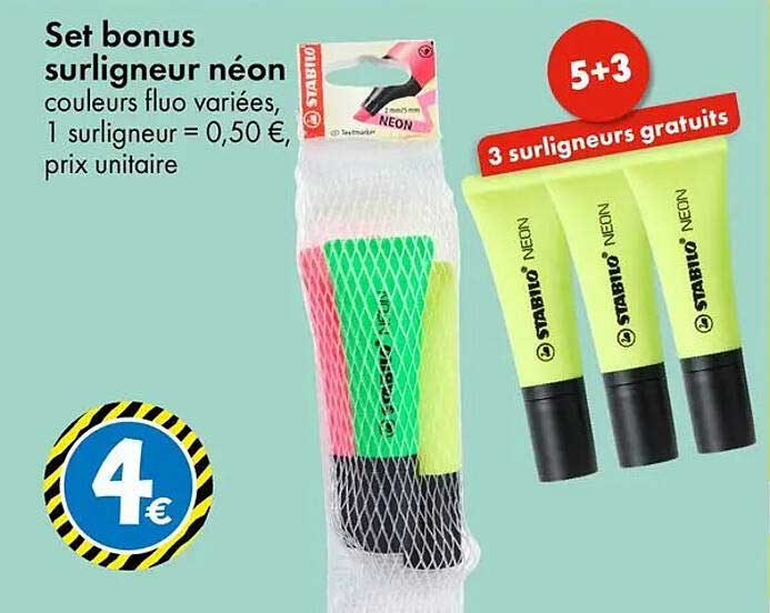 Set bonus surligneur néon