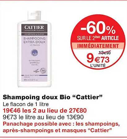 Shampoing doux Bio “Cattier”