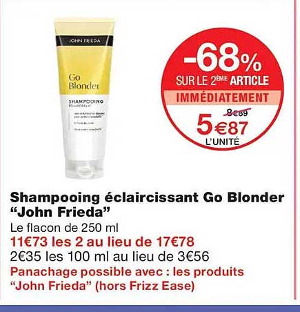 Shampooing éclaircissant Go Blonder “John Frieda”