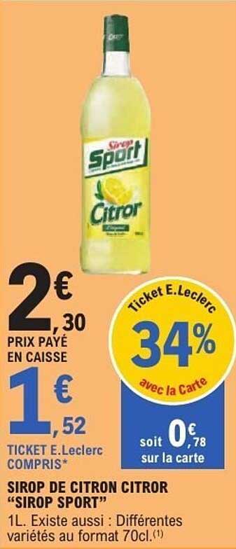 SIROP DE CITRON CITROR “SIROP SPORT”