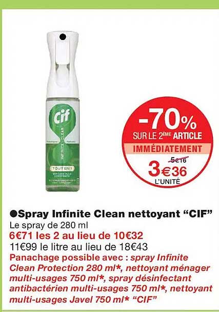 Spray Infinite Clean nettoyant “CIF”
