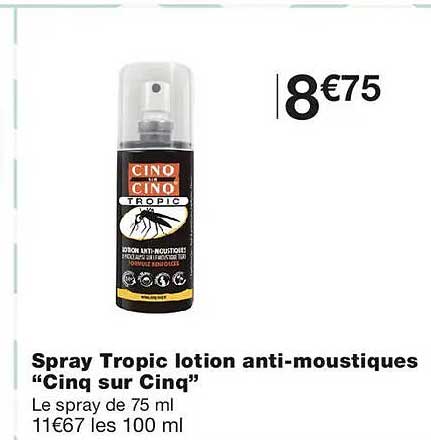 Spray Tropic lotion anti-moustiques “Cinq sur Cinq”