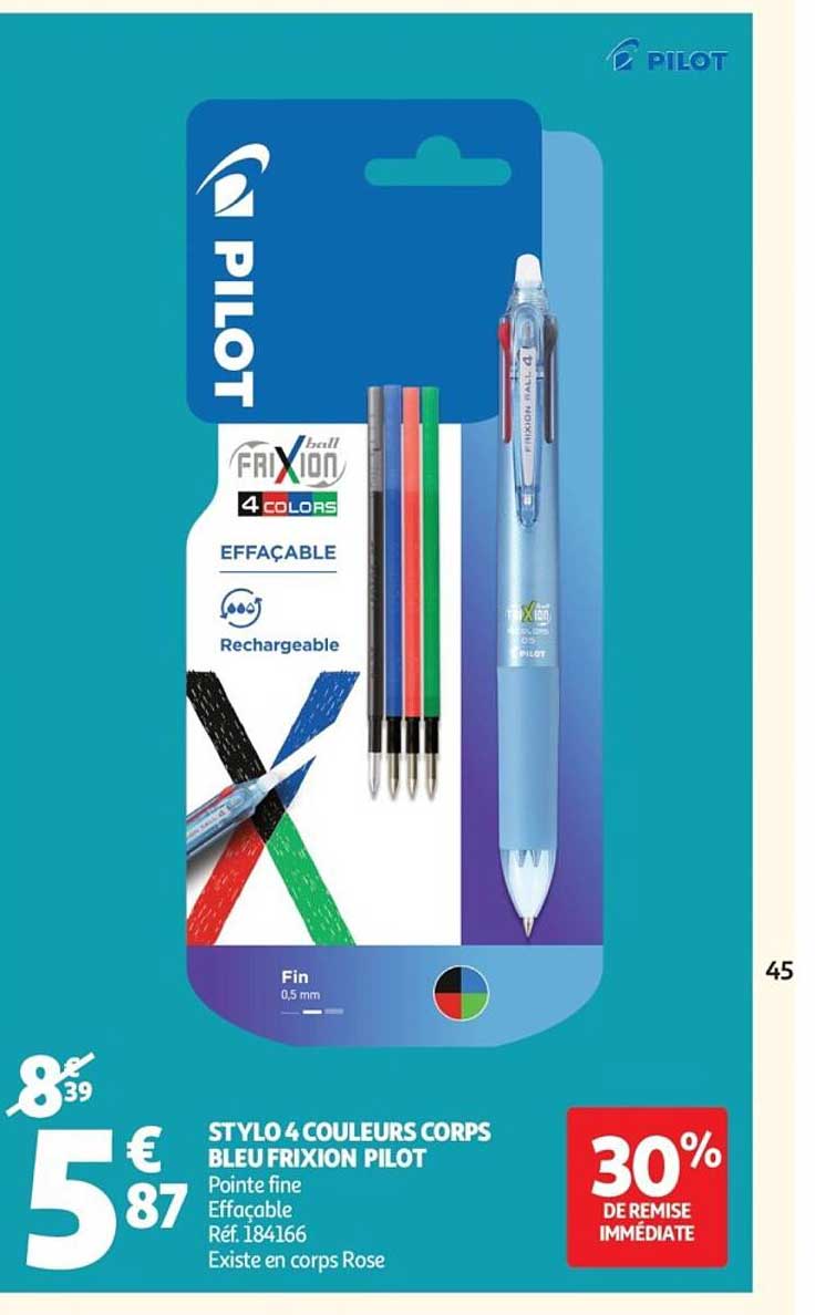 STYLO 4 COULEURS CORPS BLEU FRIXION PILOT