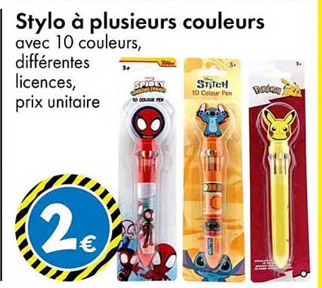 Stylo à plusieurs couleurs avec 10 couleurs, différentes licences, prix unitaire