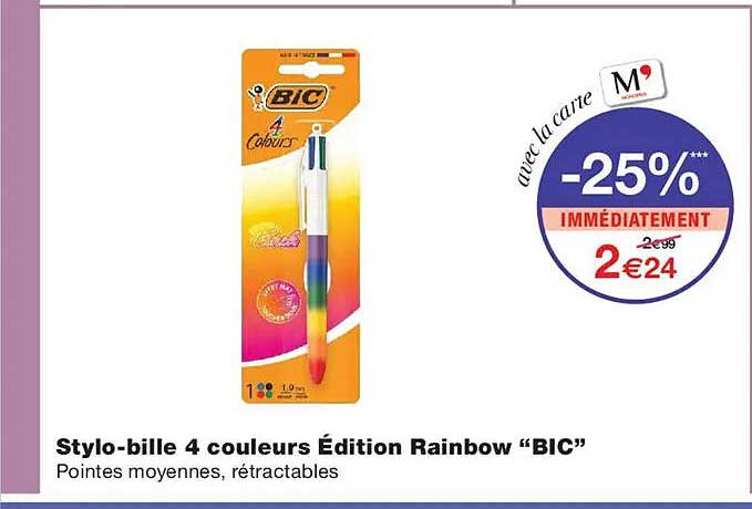 Stylo-bille 4 couleurs Édition Rainbow “BIC”