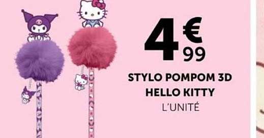 STYLO POMPOM 3D HELLO KITTY L'UNITÉ