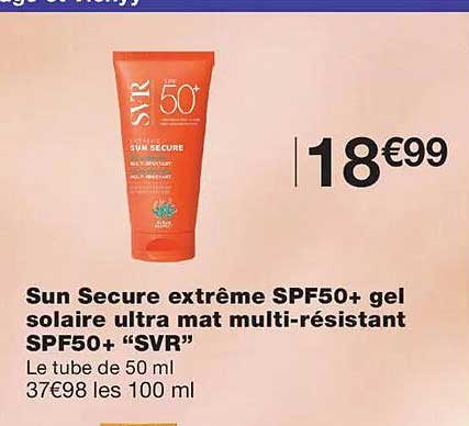 Sun Secure extrême SPF50+ gel solaire ultra mat multi-résistant SPF50+ “SVR”
