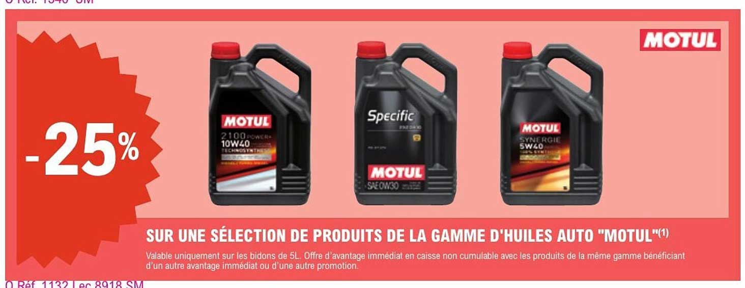 SUR UNE SÉLECTION DE PRODUITS DE LA GAMME D'HUILES AUTO "MOTUL"