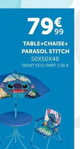 TABLE+CHAISE+ PARASOL STITCH 50X50X48 DONT ECO-PART 1,50 €