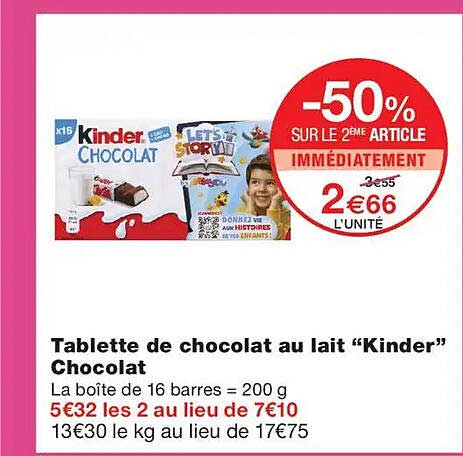 Tablette de chocolat au lait “Kinder” Chocolat