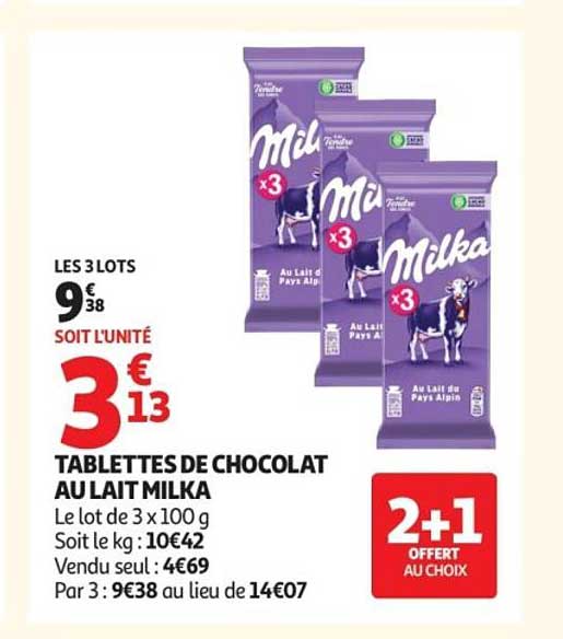 TABLETTES DE CHOCOLAT AU LAIT MILKA
