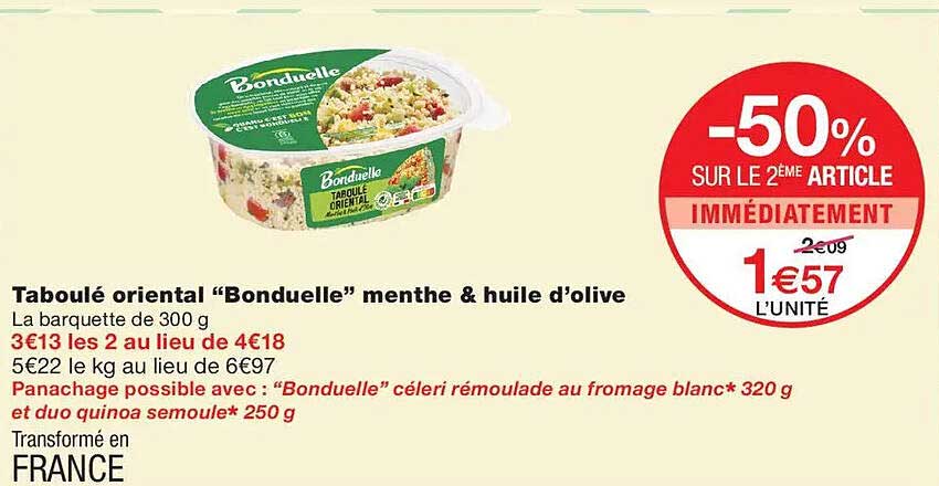 Taboulé oriental “Bonduelle” menthe & huile d’olive