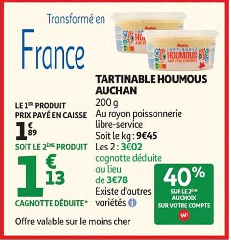 TARTINABLE HOUMOUS AUCHAN