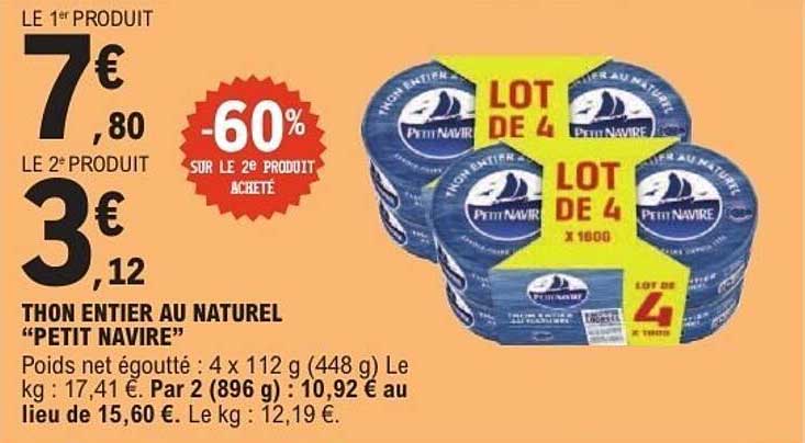 THON ENTIER AU NATUREL “PETIT NAVIRE”