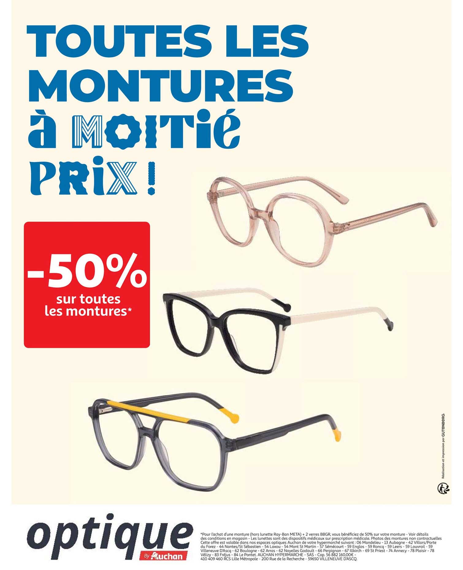 TOUTES LES MONTURES à MOITIÉ PRIX !