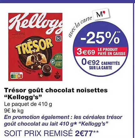Trésor goût chocolat noisettes “Kellogg’s”
