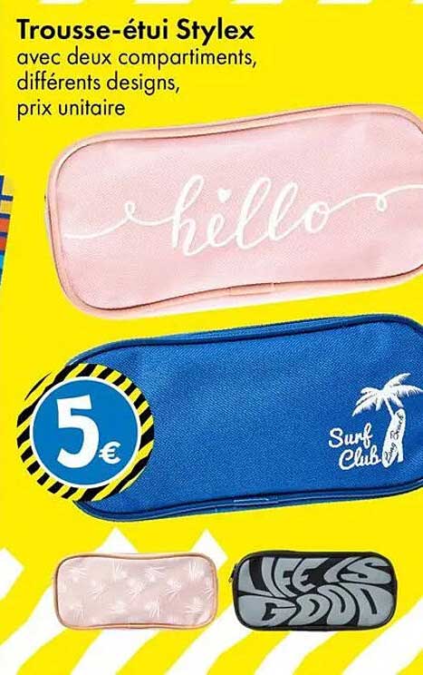 Trousse-étui Stylex avec deux compartiments, différents designs, prix unitaire