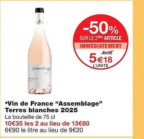 Vin de France “Assemblage” Terres blanches 2025