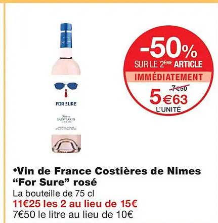 Vin de France Costières de Nimes “For Sure” rosé