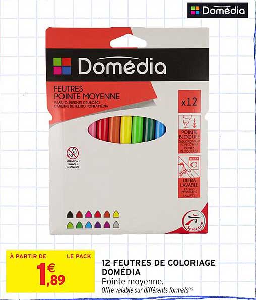 12 FEUTRES DE COLORIAGE DOMÉDIA
