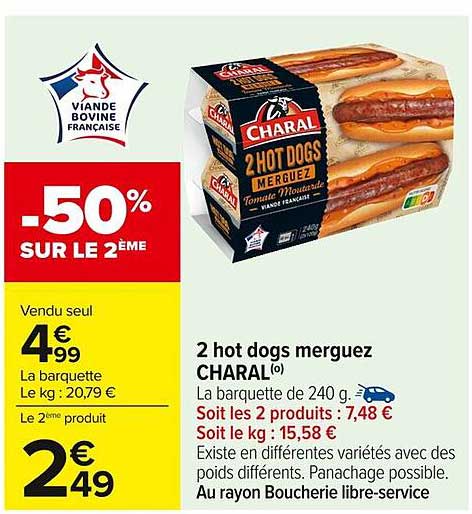2 hot dogs merguez CHARAL
