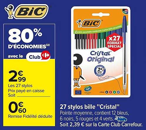 27 stylos bille "Cristal"