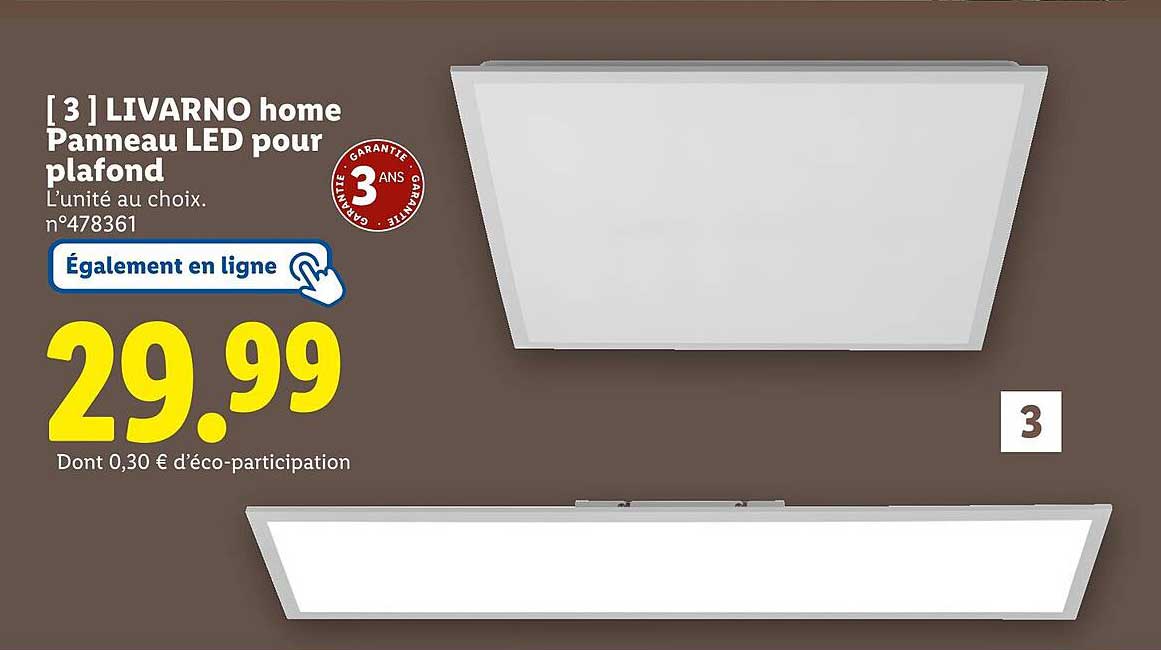 [ 3 ] LIVARNO home Panneau LED pour plafond
