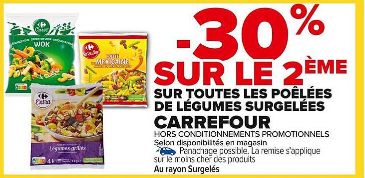 -30% SUR LE 2ème SUR TOUTES LES POÊLÉES DE LÉGUMES SURGELÉS