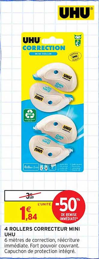 4 ROLLERS CORRECTEUR MINI UHU