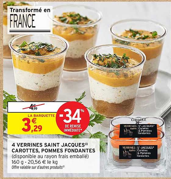 4 VERRINES SAINT JACQUES® CAROTTES, POMMES FONDANTES