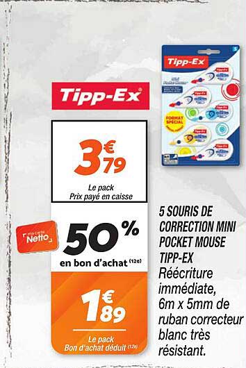 5 SOURIS DE CORRECTION MINI POCKET MOUSE TIPPEX