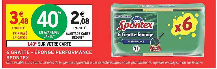 6 GRATTE - ÉPONGE PERFORMANCE SPONTEX