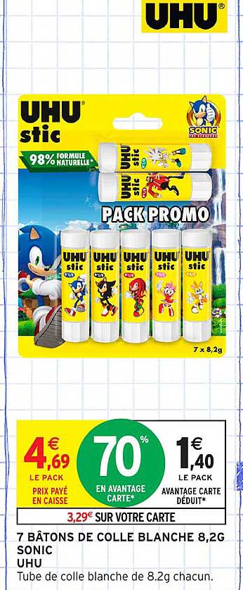 7 BÂTONS DE COLLE BLANCHE 8,2G SONIC
