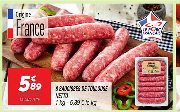 8 SAUCISSES DE TOULOUSE NETTO